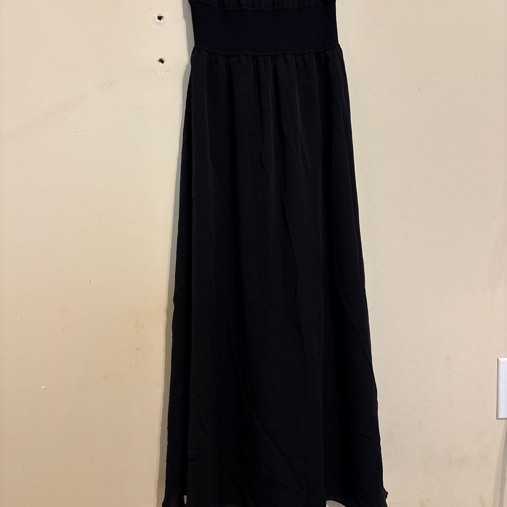 Theory Rib WB Dress Silk Combo K0402601 Black Small Sleeveless Midi Silk Dress - Picture 15 of 16